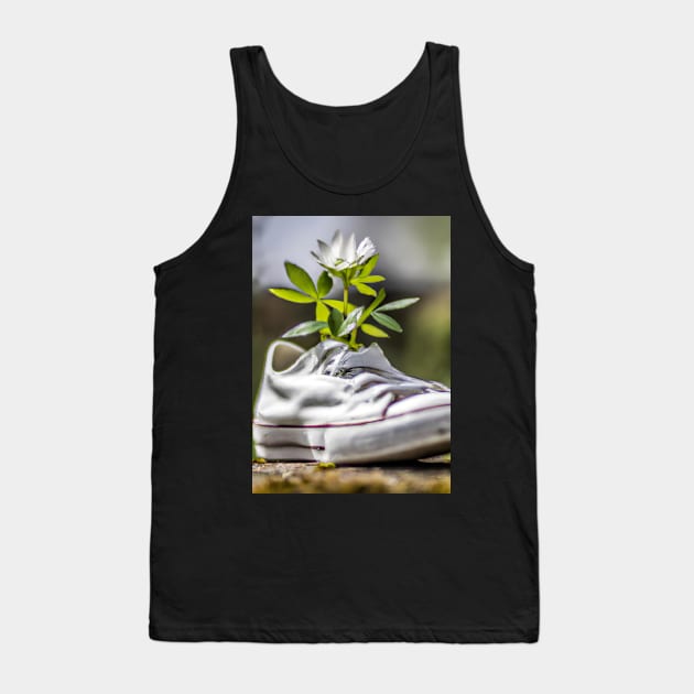 White Sneaker with Flowers Tank Top by maxcode